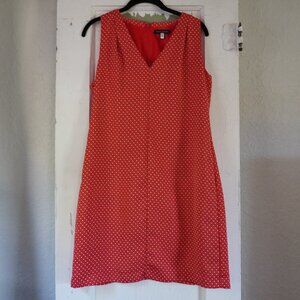 Banana Republic Sheath Dress V-Neck Sleeveless Red and white Pattern Size 4